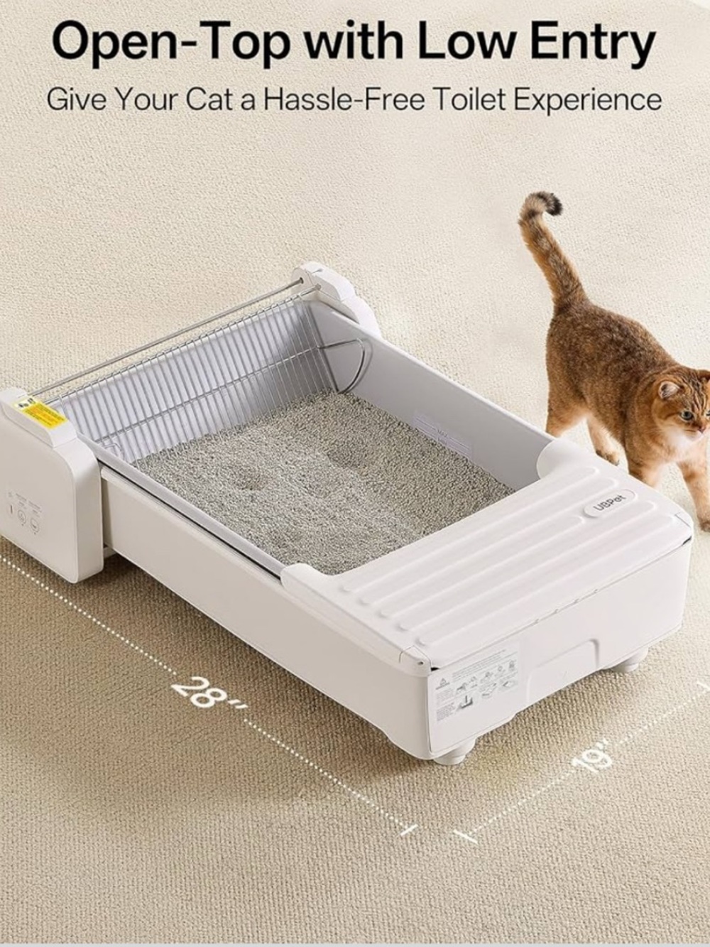 Open-Top Low Entry Cat Litter Box - White